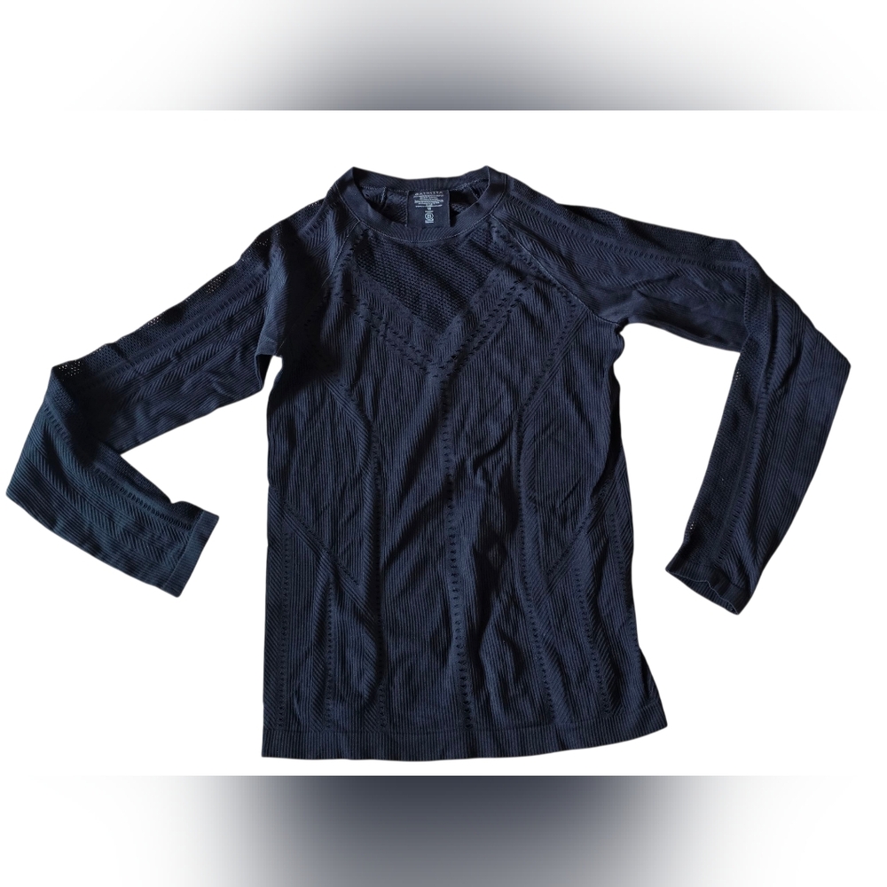 Athleta Oxygen Longsleeve Mesh Top Black Size M